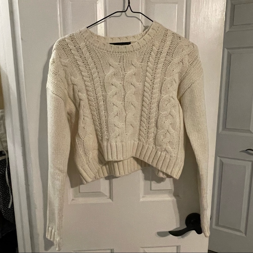 Cream crop top knit sweater